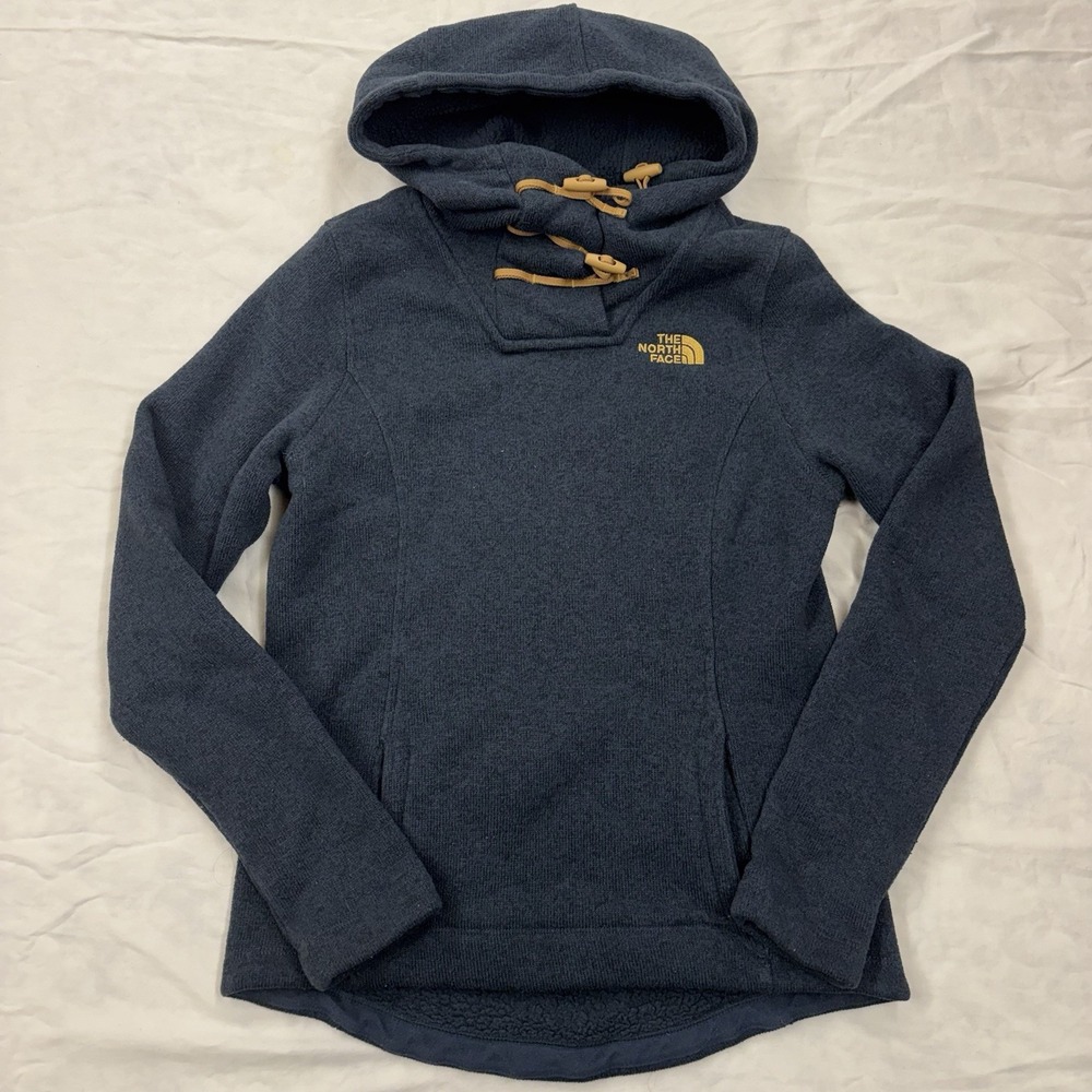 The North Face Navy Women's XS‎ Crescent Hoodie Pullover Fleece Toggle Fasteners